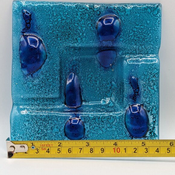 Vintage Italian Handmade Blue Glass Dish or Ashtray, Artisan Crafted - Picture 6 of 8